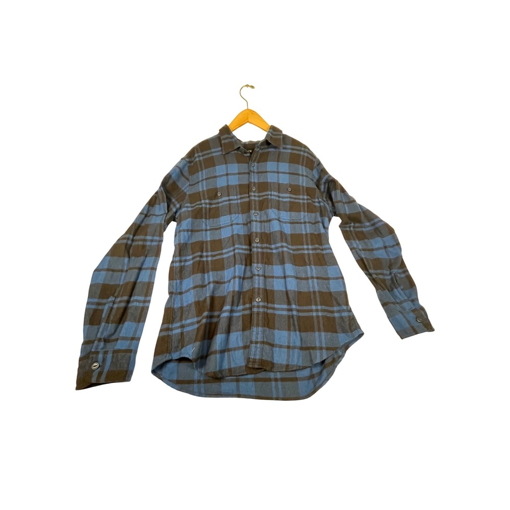 J.Crew Mens Blue Black Buffalo Plaid Flannel Button Down Shirt Large L 5112